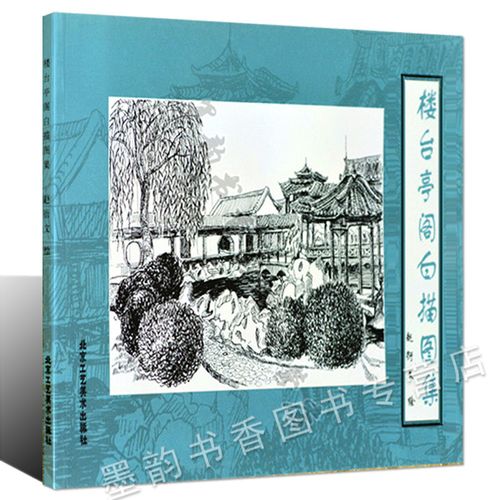 正版 楼台亭阁白描图集 赵衍文绘画古代中式古典塔寺门楼亭子石桥画法