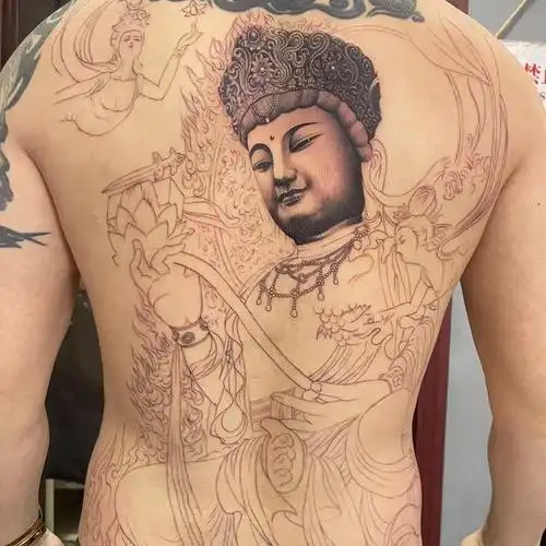 满背大势至菩萨纹身未完待续
