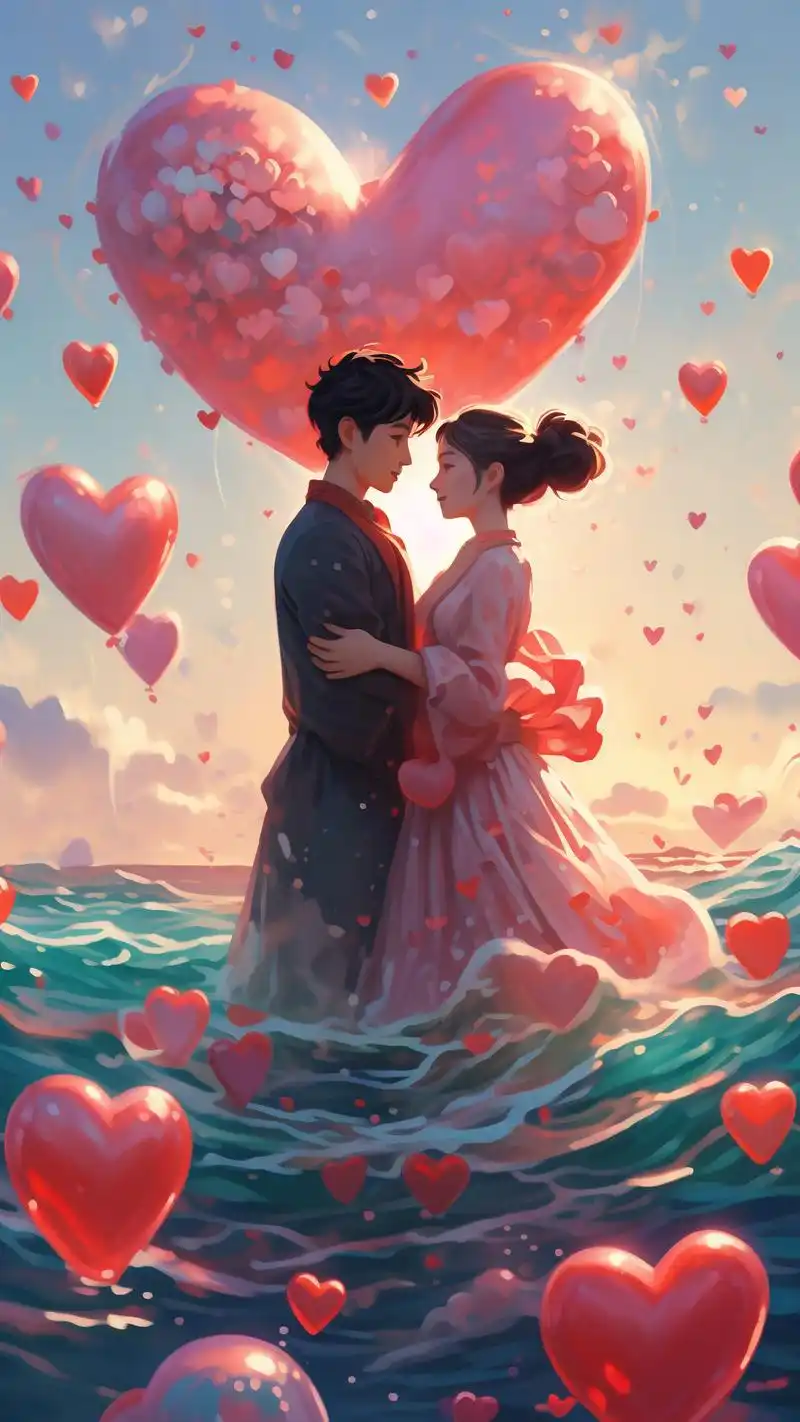 96心形气球飘扬的爱情壁纸92 爱情就像这心形气球,随风飘扬,满载