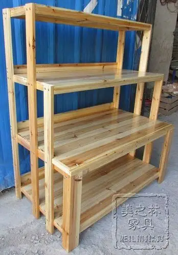 实木水果货架超市果蔬架子四层加厚副食店干果架便利店货架042