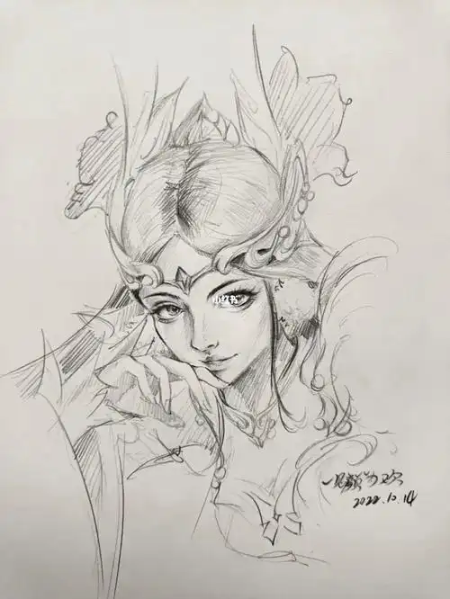 9015:卡西米尔铅笔,白卡纸#王者荣耀英雄手绘  #貂蝉  #我的素描