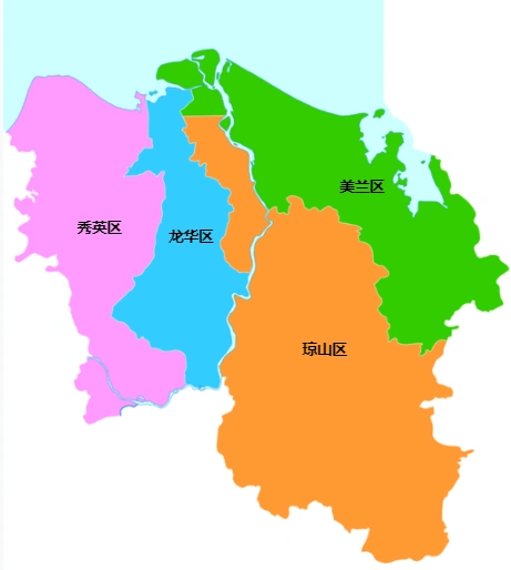 海口市的行政区划地图