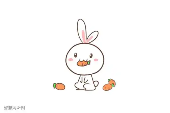 吃胡萝卜的可爱小兔子怎么画