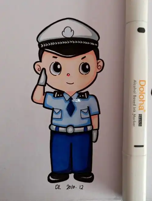 简笔画 单个人物 警察马克笔简笔画高光笔画个简笔画文化绘画