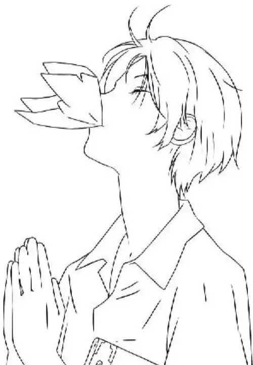 夏目贵志 夏目友人帐 线稿 橡皮章素材 二次元少年