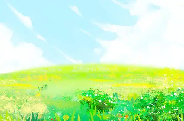 风景草地小清新海报背景素材蓝天白云小清新春天草地海报背景素材在
