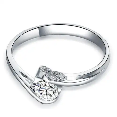 钻石快线伊利卡18k白金钻戒错臂逼镶女士结婚钻石戒指女戒定制