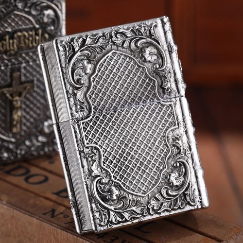 zippo煤油打火机原装芝宝重甲贴章十字架圣经男士zippo