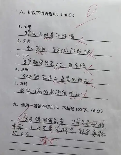 小学生"奇葩造句"火了,气坏了父母,乐翻了老师,网友:人才!