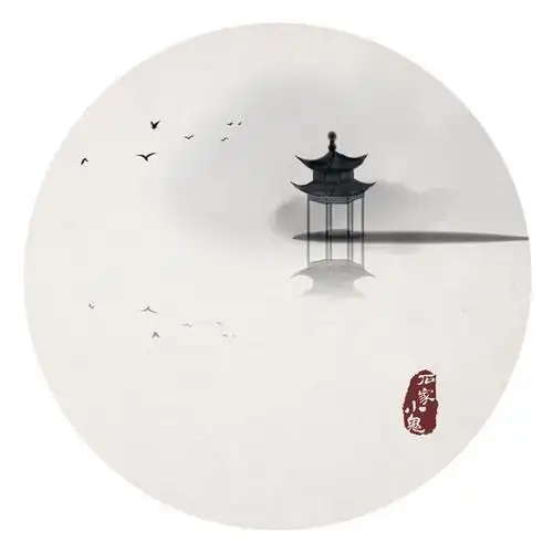 中国风——竹间系列 亭子 国画 禅意