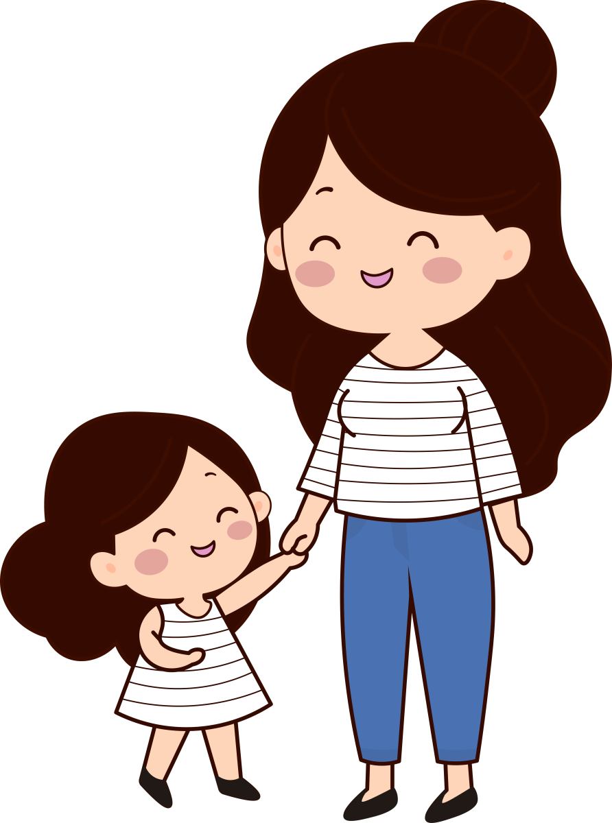 妈妈们真的就像小孩子一样,总是 妈妈和孩子的开心图片可爱卡通妈妈