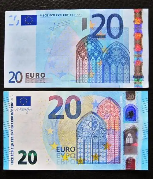 new and old twenties,20 euro,front side,bank n