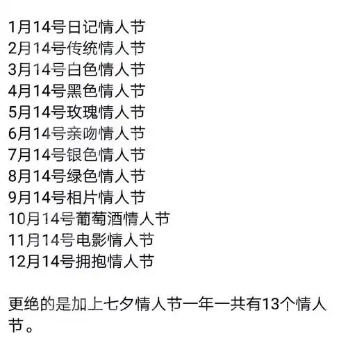 我是最后一个知道每个月的十四号都是有情人节的吗?