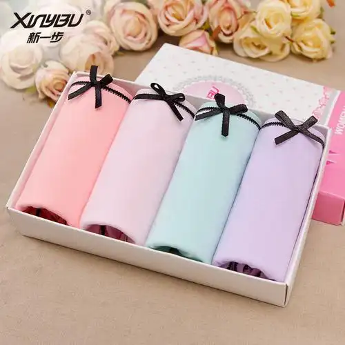 女士全棉内裤女高中腰三角裤纯棉大码可爱女生内裤棉质学生短裤子