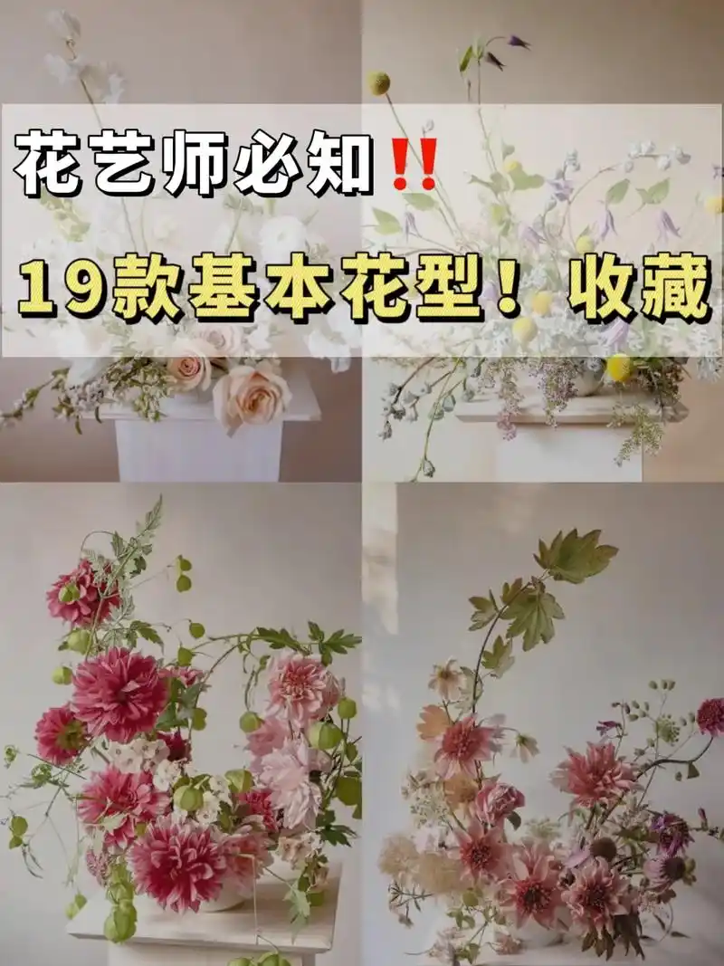 花艺小白必看 | 认清19款基本花型.93①s 型 s形插花 - 抖音