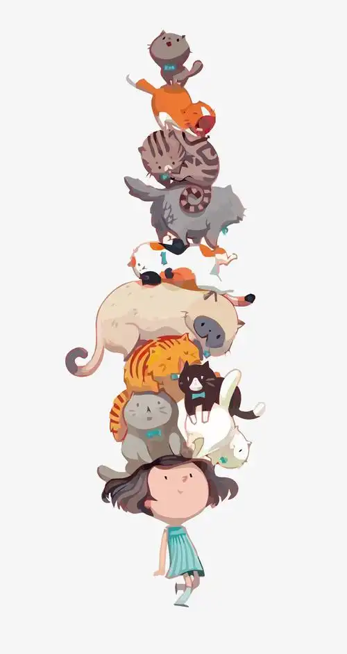 矢量猫咪叠罗汉
