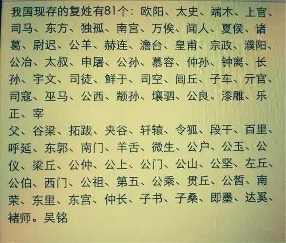 中国有多少个复姓中国有多少个复姓氏