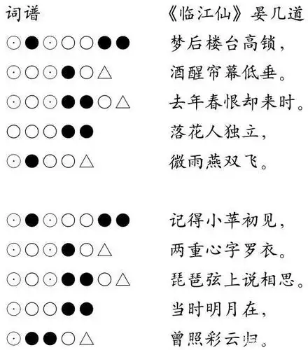 本词牌有不同诸格体,均为双调,通行体上片,下片各五句,共五十八字,每