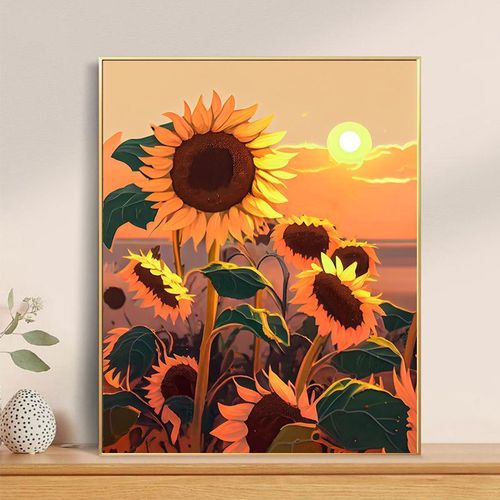 数字油画diy填充涂色向日葵风景高级感手绘丙烯画手工礼物装饰画