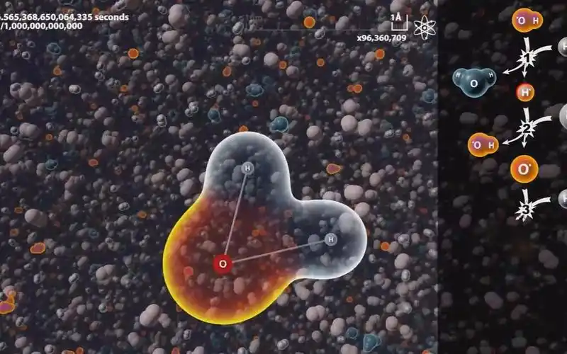 【科学实验】1亿倍显微镜下氢原子和氧原子反应生成水的过程【熟肉/乐