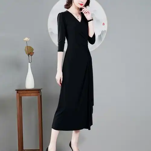 奢华哥弟高端真丝蚕丝洋气长裙秋季连衣裙