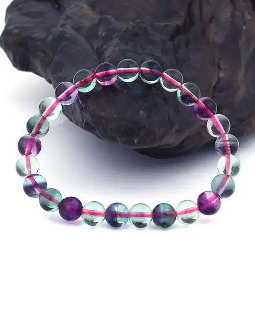 女款浅紫色2a级天然孔雀萤石手链7-8mm