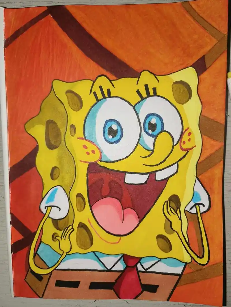 海绵宝宝 #马克笔手 - 抖音