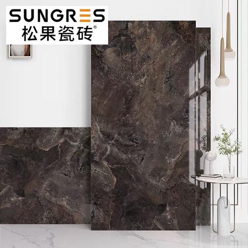 现代简约深咖色奢石客厅大理石地砖大板卫生间墙砖瓷砖750 1500mm