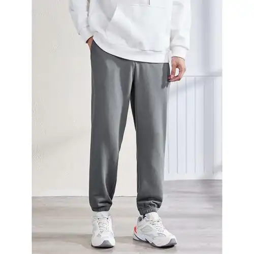 1件25折价899元唐狮春秋季新款灰色运动裤男韩版宽松束脚加绒休闲裤子