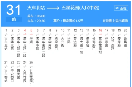 南充市31路公交车停靠哪些站点
