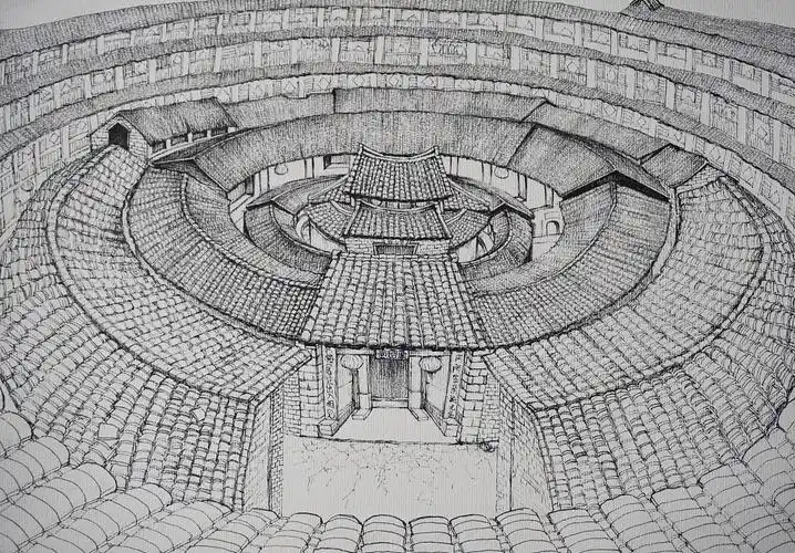 福建土楼【手绘过程教学图】