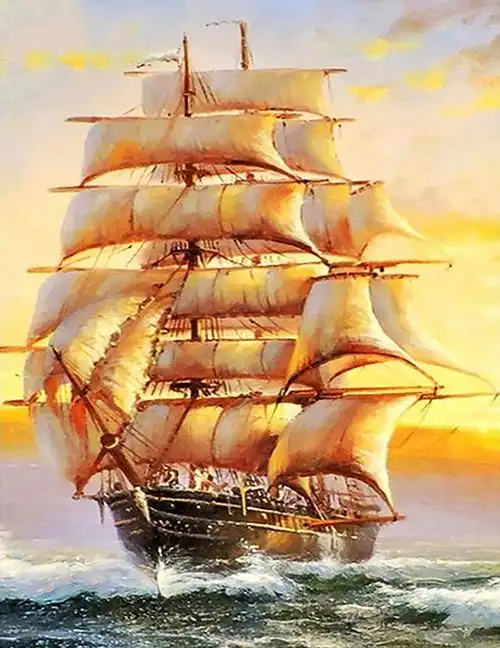 外贸货源钻石画新款 diy一帆风顺帆船满钻圆钻贴钻画厂家直销批发