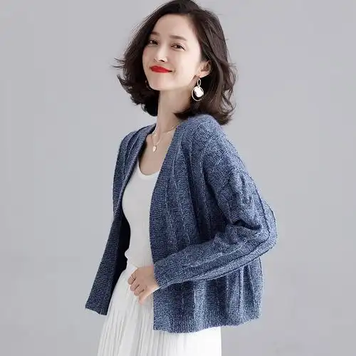 针织开衫女短款洋气披肩小外搭春秋装2021年新款毛针织衫