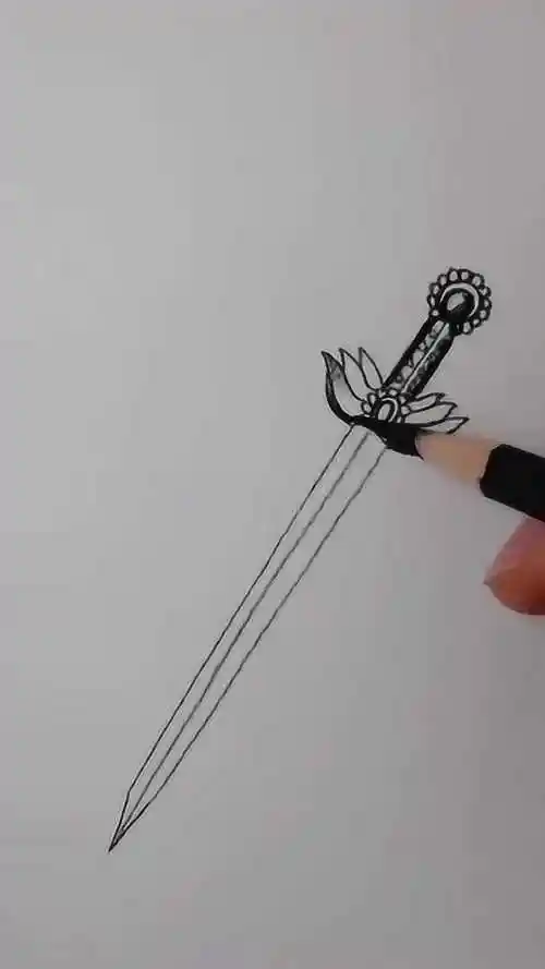手绘教程教你画把剑