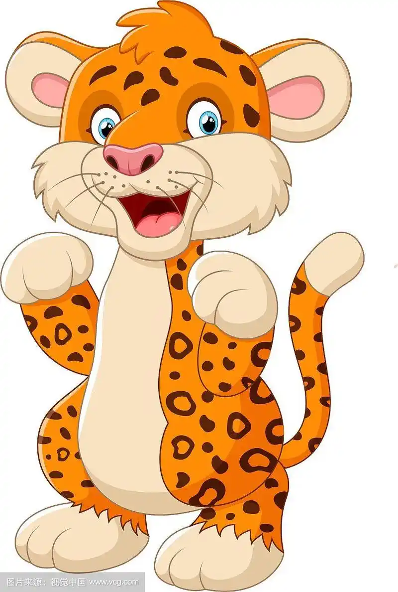 可爱的卡通豹子挥手