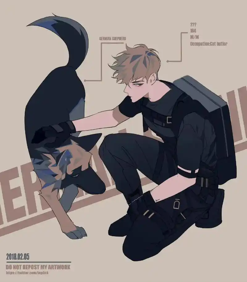 美少年与毛茸茸的大狗狗.#inplick韩国画师 #美少年  - 抖音