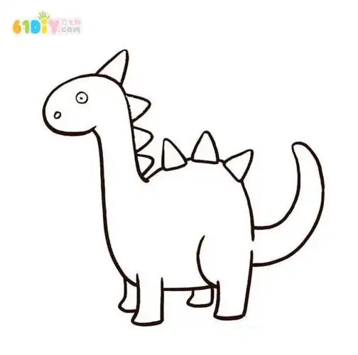 四款可爱的恐龙简笔画填色图