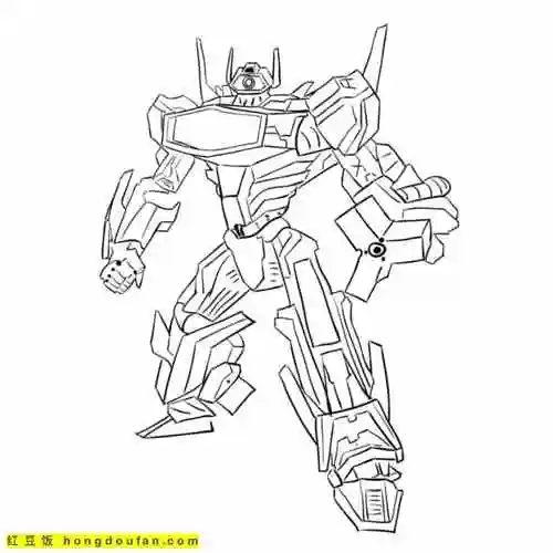 9张可爱汽车人变形金刚机器人卡通涂色图片-红豆饭小学生简笔画大全