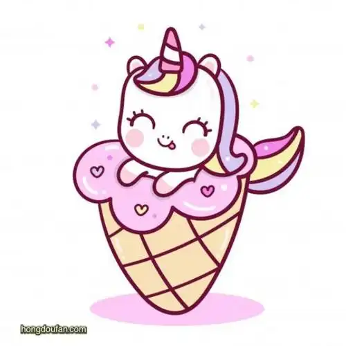 吃着冰激凌的彩虹独角兽要如何画?-红豆饭小学生简笔画大全