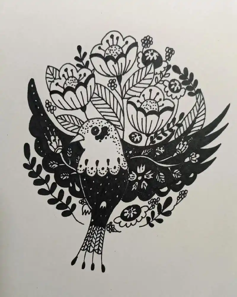 黑白线描画 #钢笔画 #图案设计 #手绘 #图 - 抖音