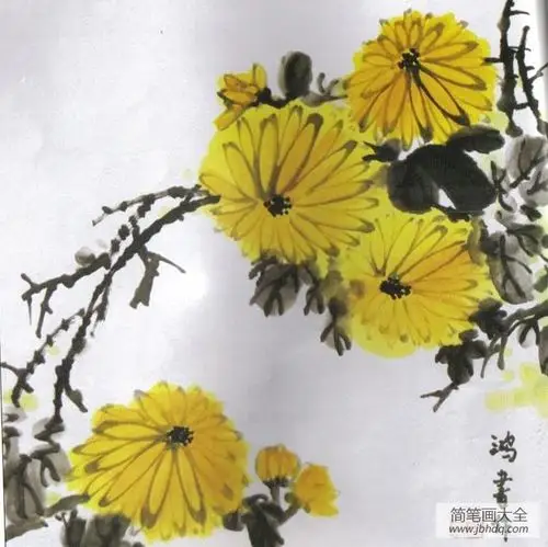 菊花盛开_水墨画-画画图片大全