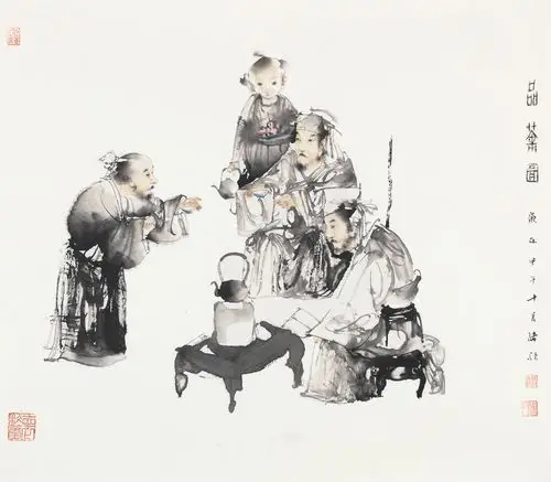   吴绪经 作品名称  品茶图 作品分类 国画 售价 84