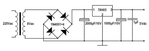 利用7805设计一个输出5v,2a(扩大输出电流)的直流稳压电源