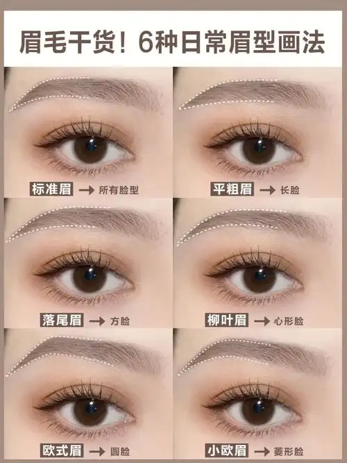 新手眉毛干货726种不同脸型的日常眉毛画法