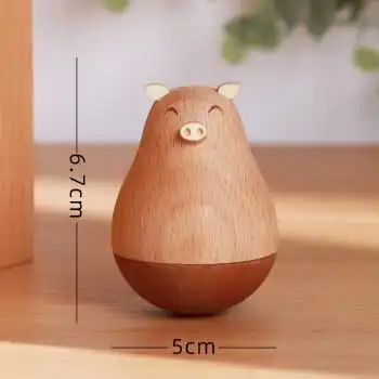 定制办公桌不倒翁装饰品小摆件木质工艺品少女心创意可爱毕业生日不倒