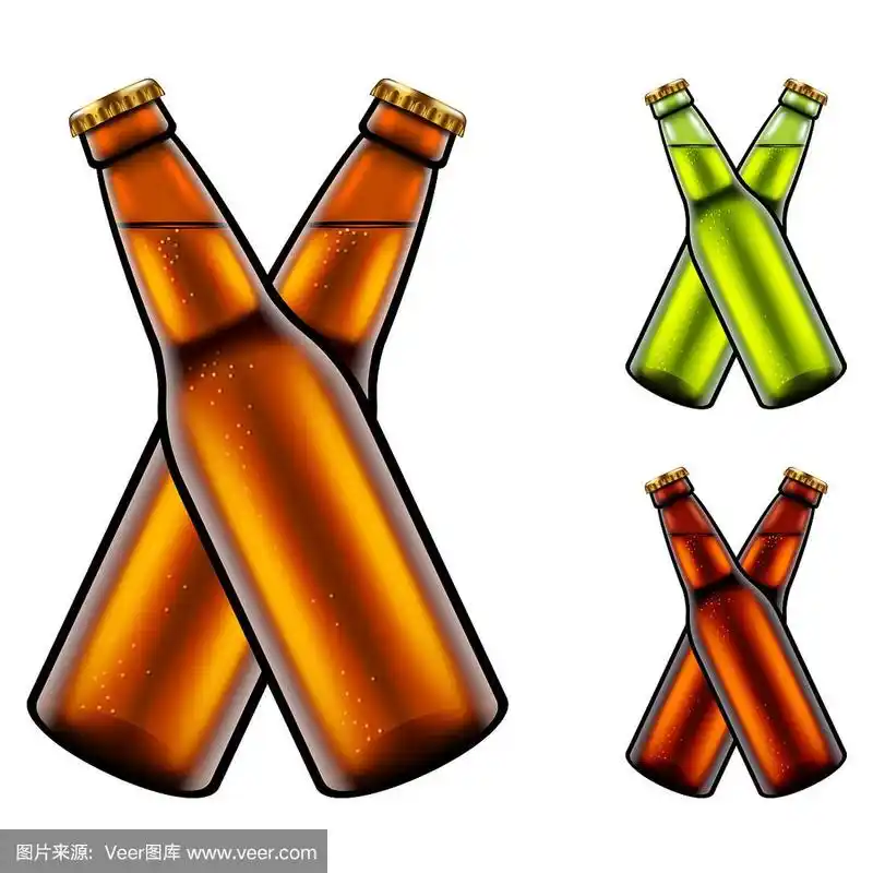 矢量,两个人,啤酒瓶,黑色,绿色