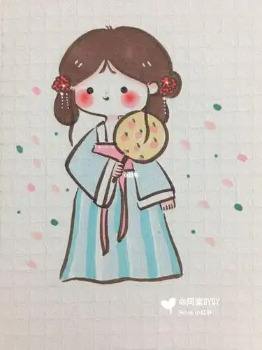 画教程撑伞的汉服少女简笔画人物古风q版简笔画教程一组古风q版仙女简