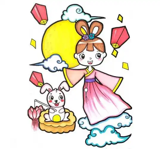 嫦娥玉兔简笔画 嫦娥和玉兔的简笔画