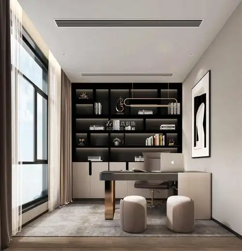 观园1000平方米现代简约风格别墅户型书房装修效果图