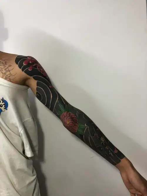 花臂菊花_纹身图案手稿图片_阿猛刺青tattoo的纹身作品集